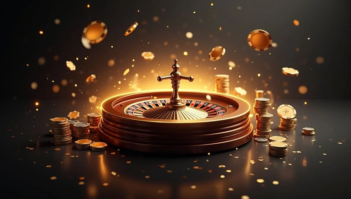 Dynamic casino illustration with abstract neon shapes